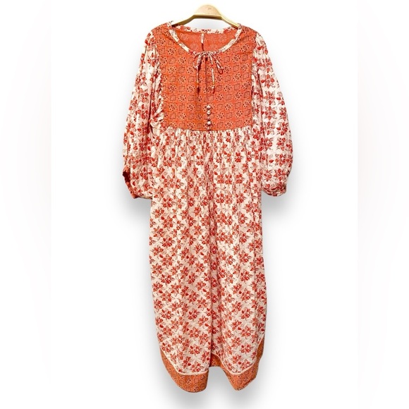 Free People Hazy Maisy Floral Cottage Core Bohemian Prairie Maxi Dress Small - Picture 9 of 14